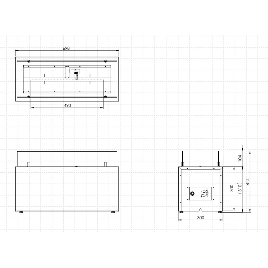 Planika - Outdoor gas fireplace 41,4x69,8 cm 10kW black + protective cover