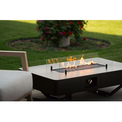 Planika - Outdoor gas fireplace 46x106 cm 10kW black + protective cover