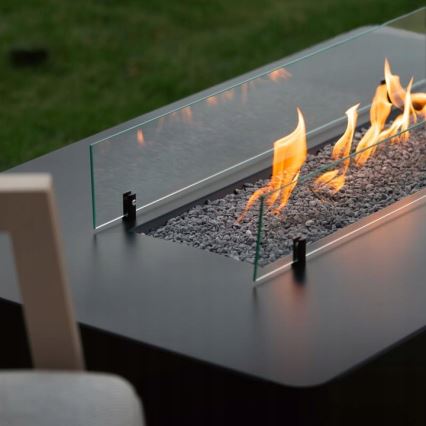 Planika - Outdoor gas fireplace 46x106 cm 10kW black + protective cover