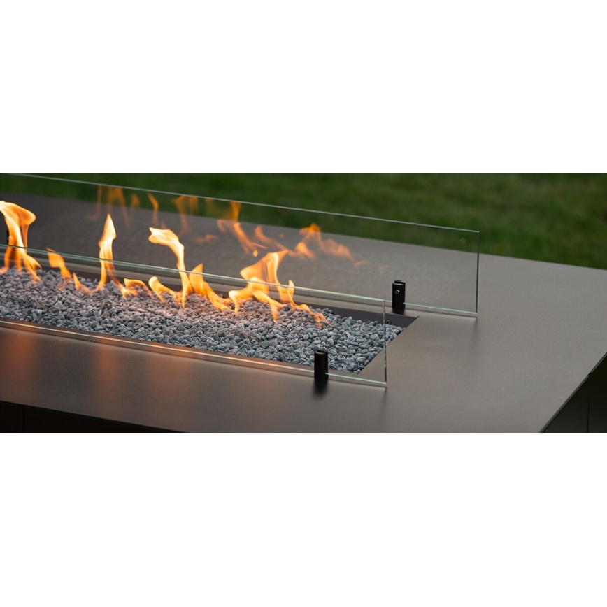 Planika - Outdoor gas fireplace 46x106 cm 10kW black + protective cover