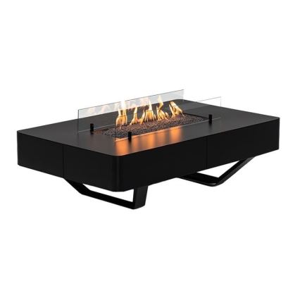 Planika - Outdoor gas fireplace 46x106 cm 10kW black + protective cover