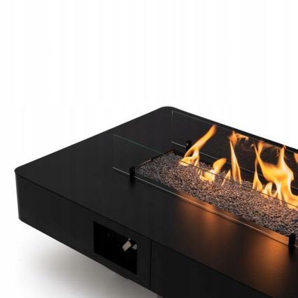 Planika - Outdoor gas fireplace 46x106 cm 10kW black + protective cover