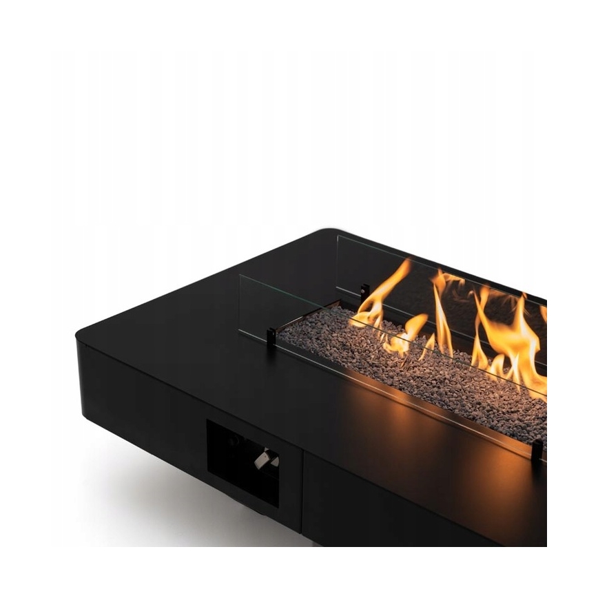 Planika - Outdoor gas fireplace 46x106 cm 10kW black + protective cover
