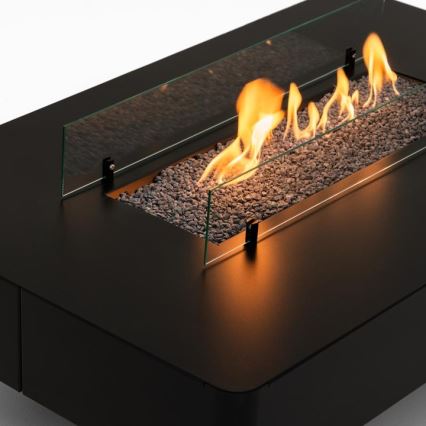 Planika - Outdoor gas fireplace 46x106 cm 10kW black + protective cover