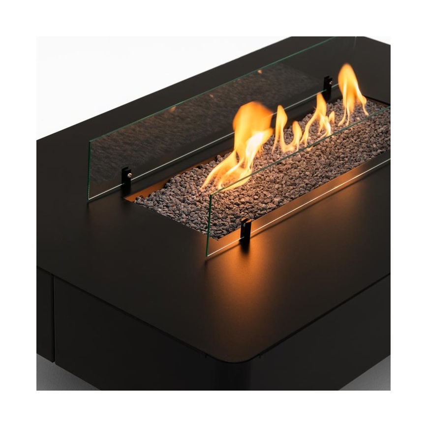 Planika - Outdoor gas fireplace 46x106 cm 10kW black + protective cover