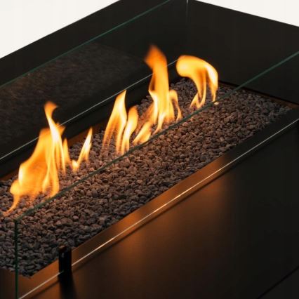 Planika - Outdoor gas fireplace 46x106 cm 10kW black + protective cover