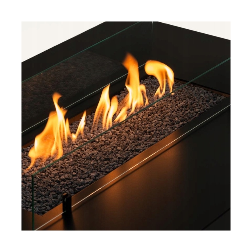 Planika - Outdoor gas fireplace 46x106 cm 10kW black + protective cover