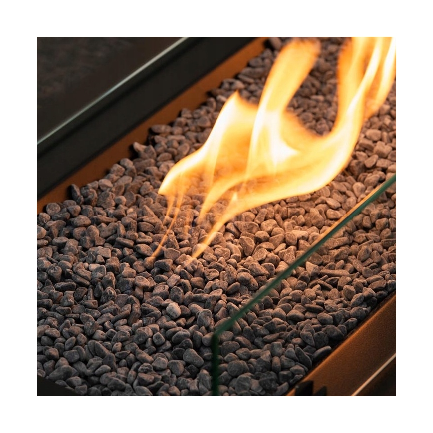 Planika - Outdoor gas fireplace 46x106 cm 10kW black + protective cover