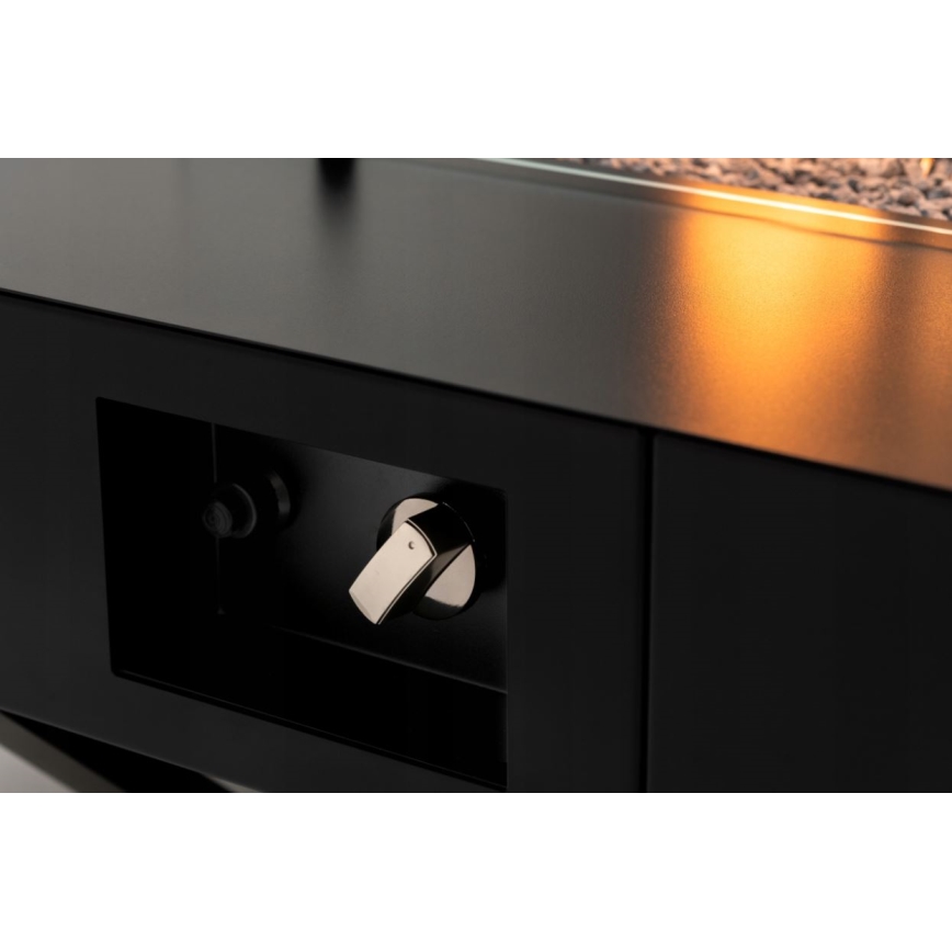 Planika - Outdoor gas fireplace 46x106 cm 10kW black + protective cover