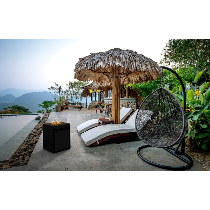 Planika - Outdoor gas fireplace 79,7x48 cm 10kW black + protective cover