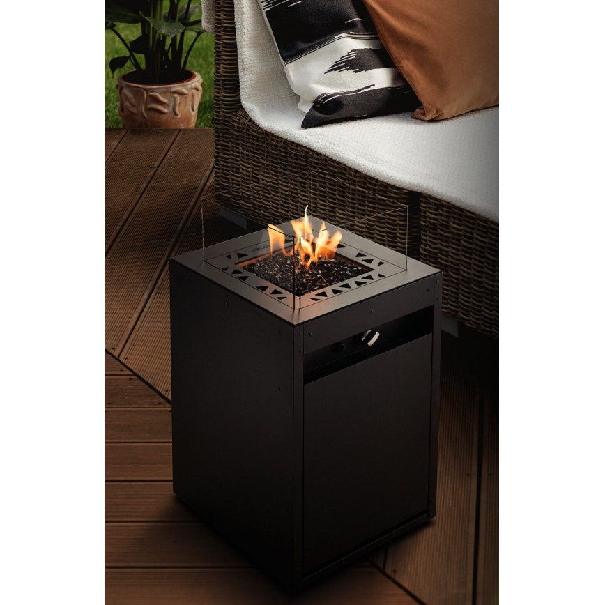 Planika - Outdoor gas fireplace 79,7x48 cm 10kW black + protective cover