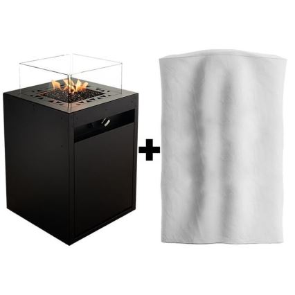Planika - Outdoor gas fireplace 79,7x48 cm 10kW black + protective cover