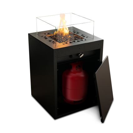 Planika - Outdoor gas fireplace 79,7x48 cm 10kW black + protective cover