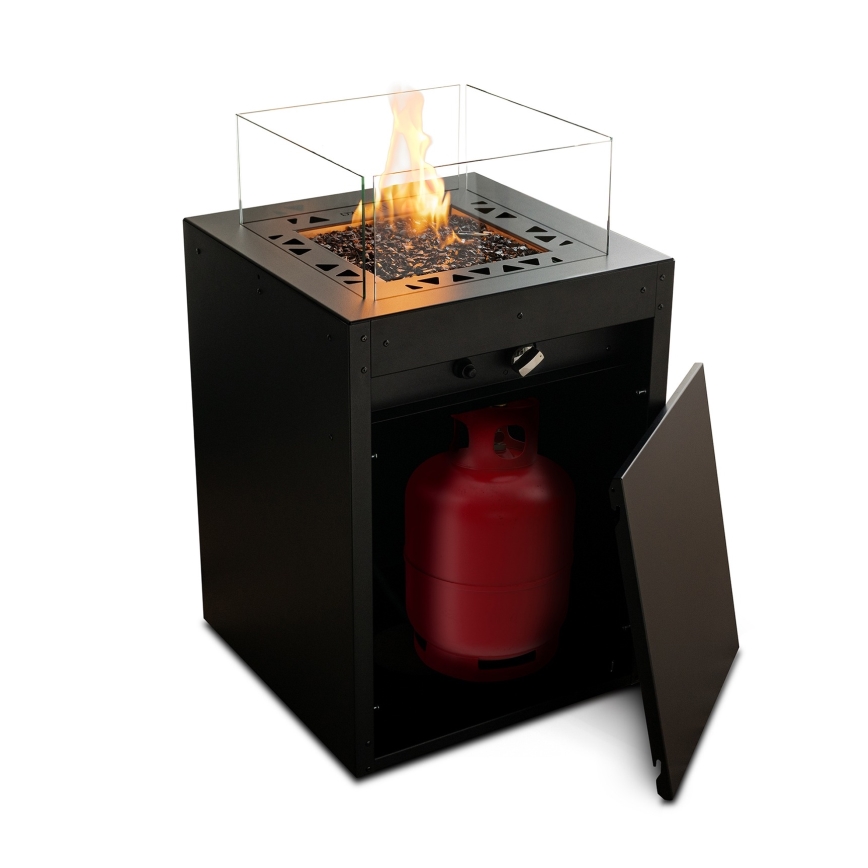 Planika - Outdoor gas fireplace 79,7x48 cm 10kW black + protective cover