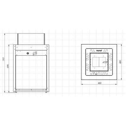 Planika - Outdoor gas fireplace 79,7x48 cm 10kW 1xAAA black + protective cover