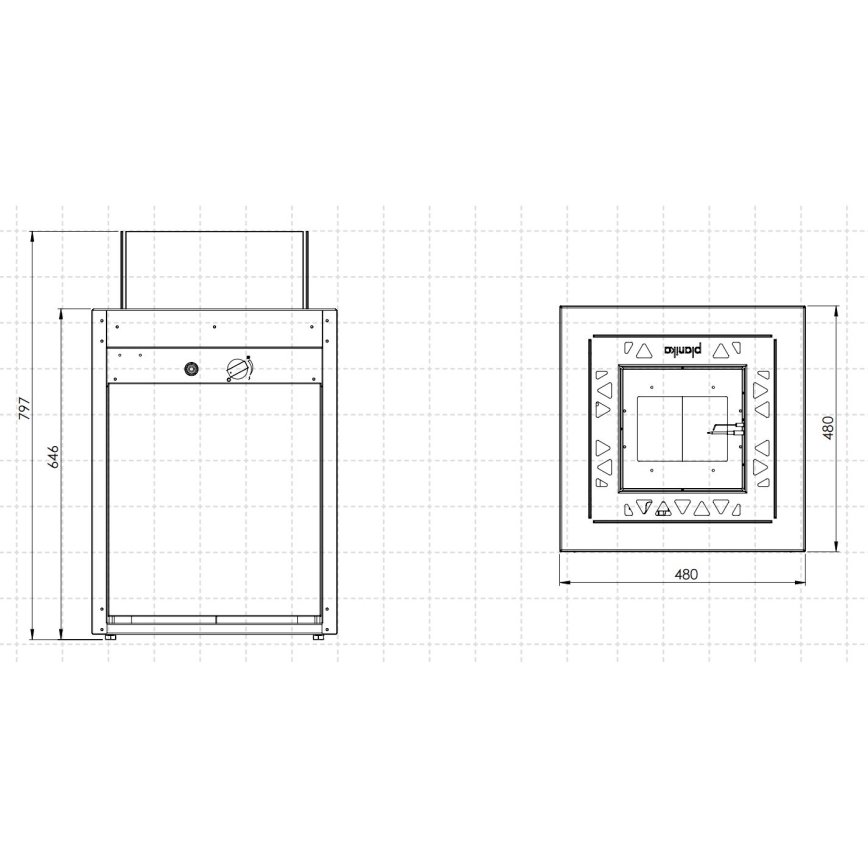 Planika - Outdoor gas fireplace 79,7x48 cm 10kW black + protective cover