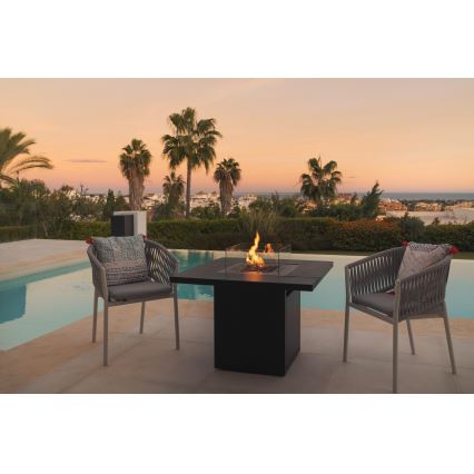 Planika - Outdoor gas fireplace 79,7x90 cm 10kW black + protective cover