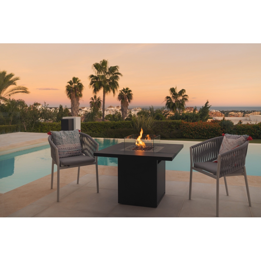 Planika - Outdoor gas fireplace 79,7x90 cm 10kW black + protective cover