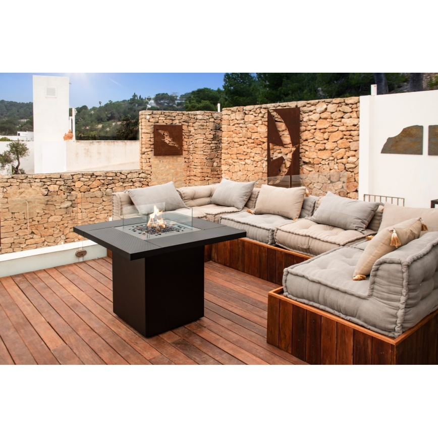 Planika - Outdoor gas fireplace 79,7x90 cm 10kW black + protective cover