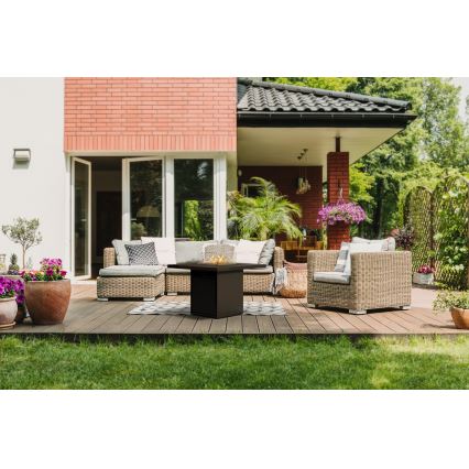 Planika - Outdoor gas fireplace 79,7x90 cm 10kW black + protective cover