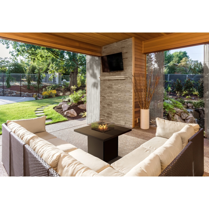 Planika - Outdoor gas fireplace 79,7x90 cm 10kW black + protective cover