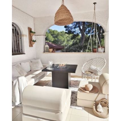 Planika - Outdoor gas fireplace 79,7x90 cm 10kW black + protective cover