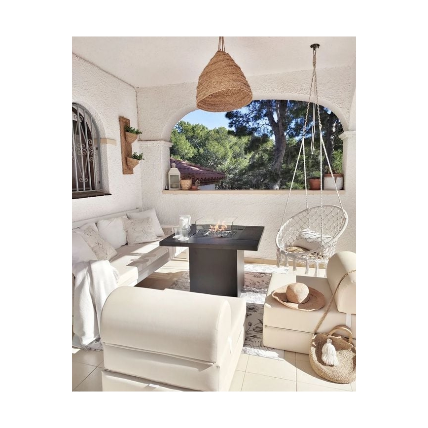Planika - Outdoor gas fireplace 79,7x90 cm 10kW black + protective cover