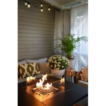 Planika - Outdoor gas fireplace 79,7x90 cm 10kW black + protective cover