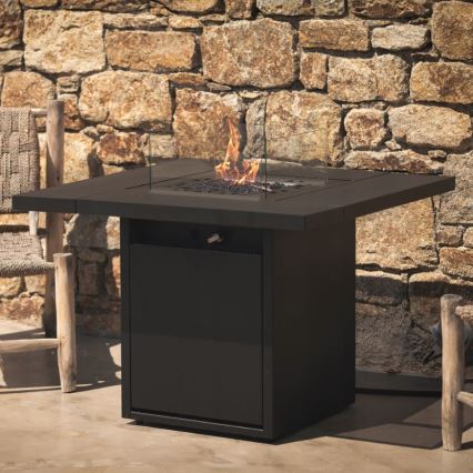 Planika - Outdoor gas fireplace 79,7x90 cm 10kW black + protective cover