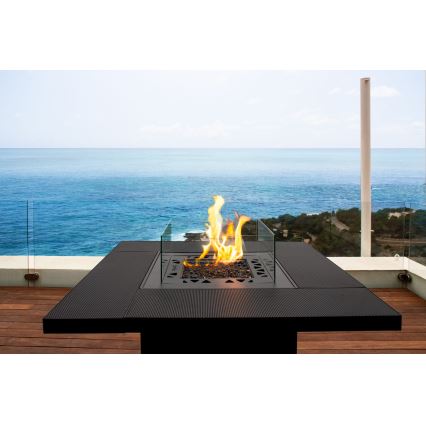 Planika - Outdoor gas fireplace 79,7x90 cm 10kW black + protective cover