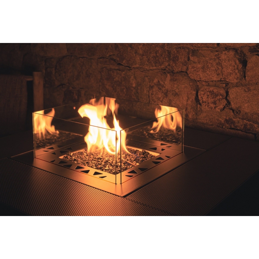 Planika - Outdoor gas fireplace 79,7x90 cm 10kW black + protective cover