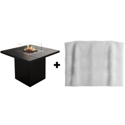 Planika - Outdoor gas fireplace 79,7x90 cm 10kW black + protective cover