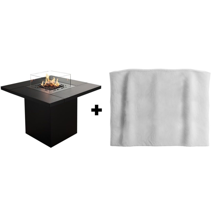 Planika - Outdoor gas fireplace 79,7x90 cm 10kW black + protective cover