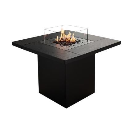 Planika - Outdoor gas fireplace 79,7x90 cm 10kW black + protective cover
