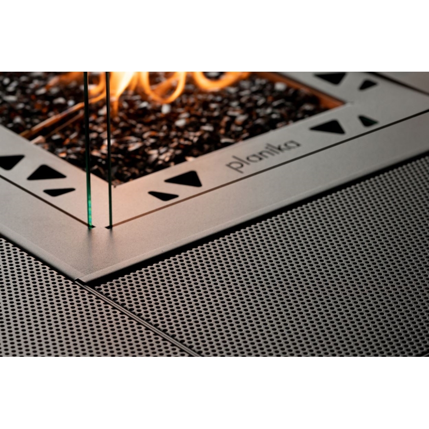 Planika - Outdoor gas fireplace 79,7x90 cm 10kW black + protective cover