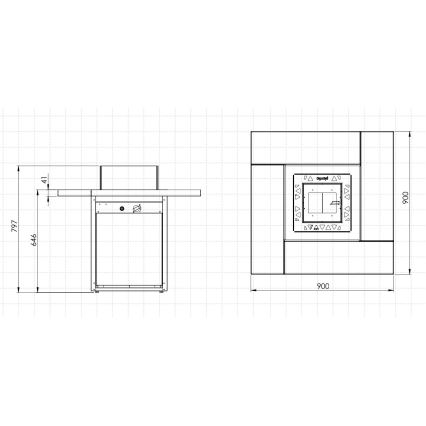 Planika - Outdoor gas fireplace 79,7x90 cm 10kW black + protective cover