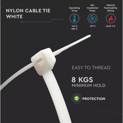 Plastic folding band 2,5x100mm 100pcs white