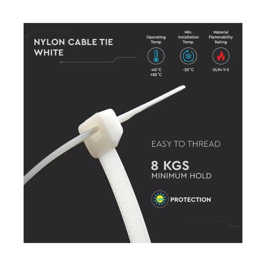 Plastic folding band 2,5x100mm 100pcs white