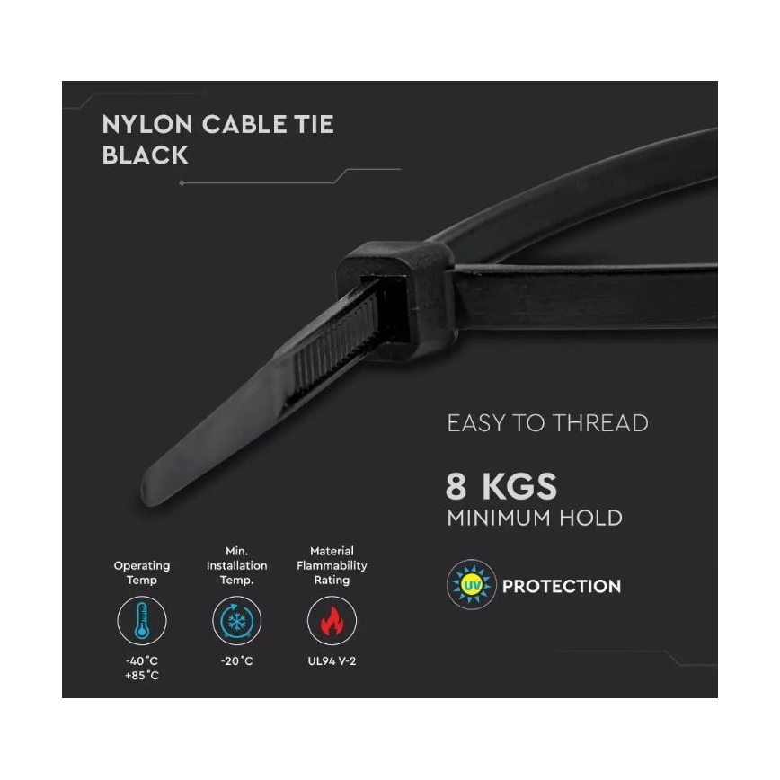Plastic folding bands 2,5x100mm 100pcs black