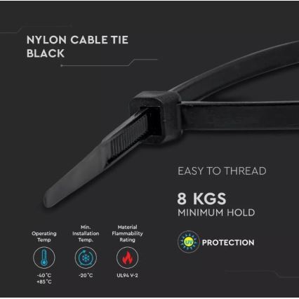 Plastic folding bands 2,5x150mm 100pcs black