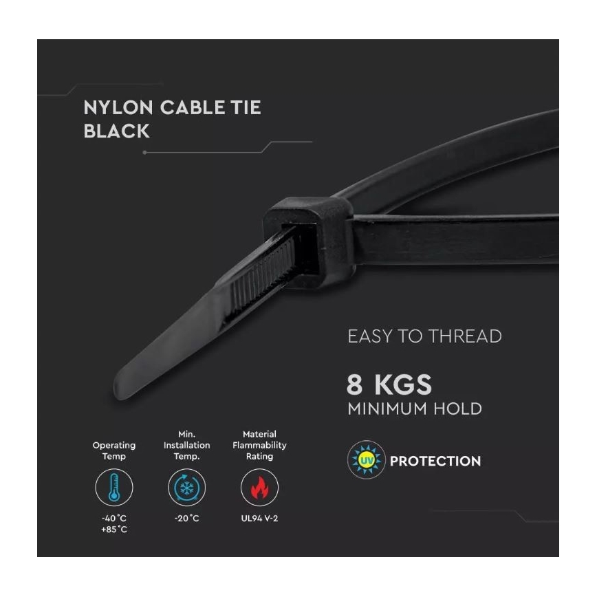 Plastic folding bands 2,5x150mm 100pcs black