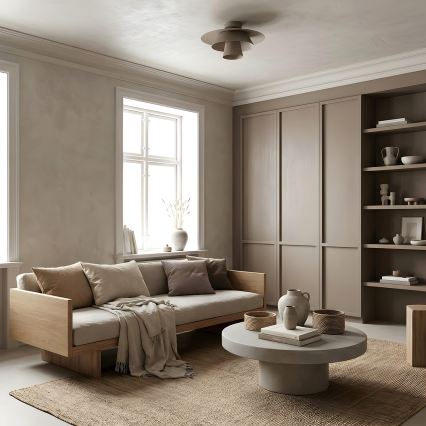 PLATO Ceiling Light 1×E27/15W/230V Ø 32 cm, Beige