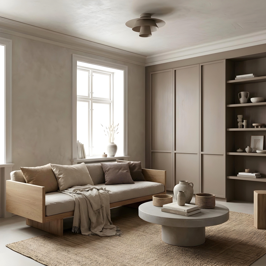 PLATO Ceiling Light 1×E27/15W/230V Ø 32 cm, Beige