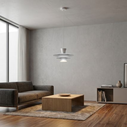 PLATO cord-hung pendant light 1xE27/15W/230V white