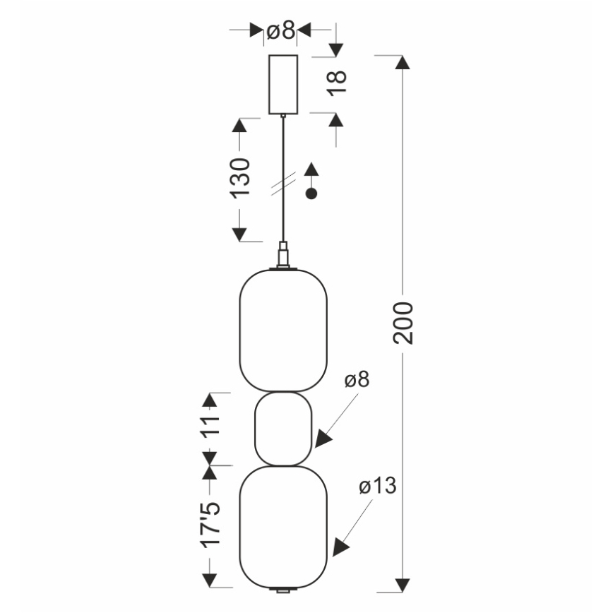 PLAYA LED Cable-Suspended Pendant, 12W, 230V, Black
