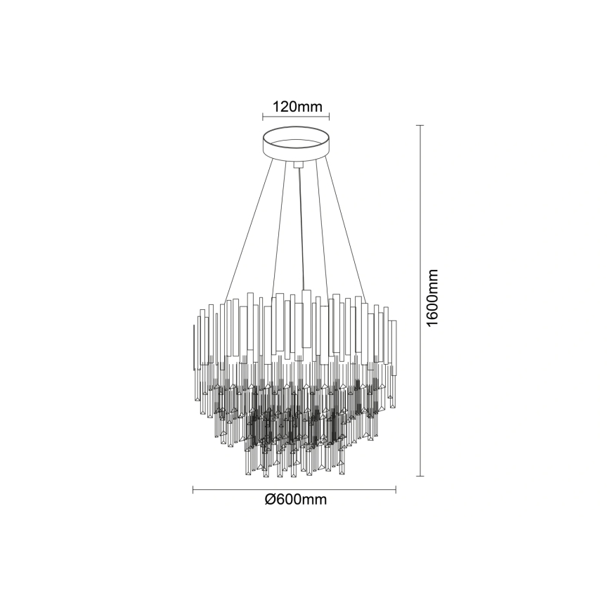 PLAZA cable-suspended crystal chandelier, 9xE14/40W/230V, Ø 60 cm, silver