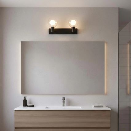 POLA Bathroom Wall Light, 2 x G9/5W/230V, IP44, Black/Clear