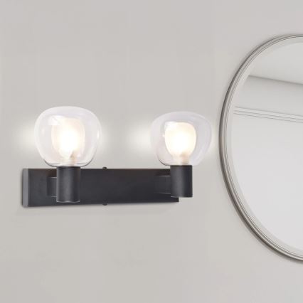POLA Bathroom Wall Light, 2 x G9/5W/230V, IP44, Black/Clear