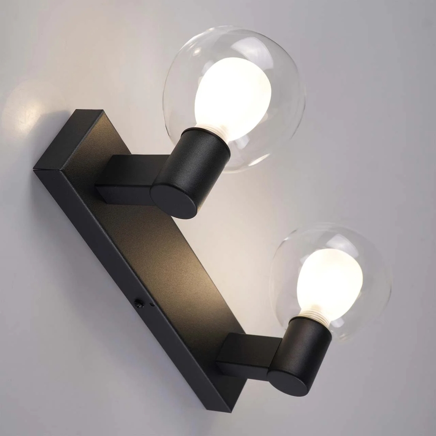 POLA Bathroom Wall Light, 2 x G9/5W/230V, IP44, Black/Clear