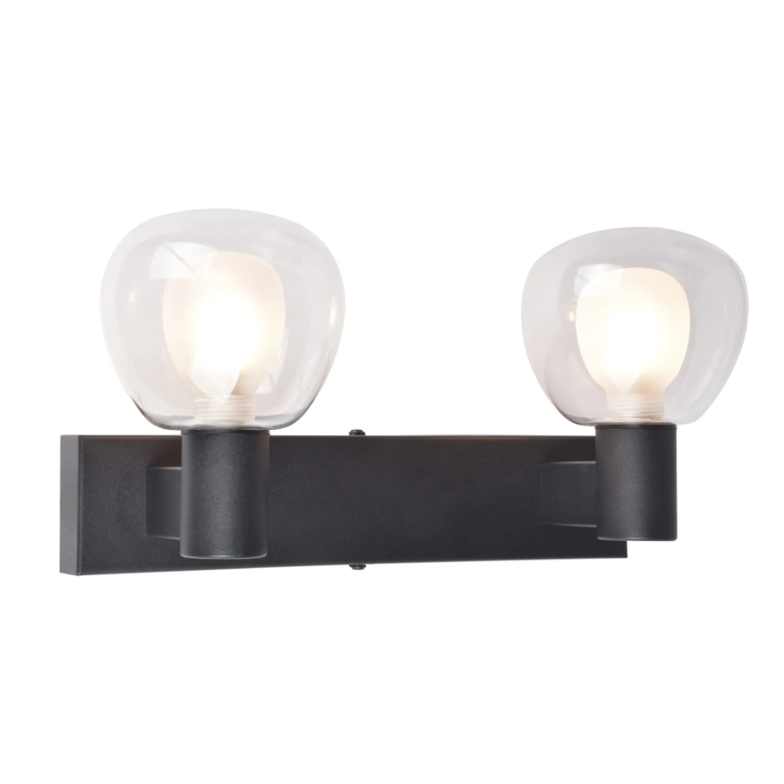 POLA Bathroom Wall Light, 2 x G9/5W/230V, IP44, Black/Clear